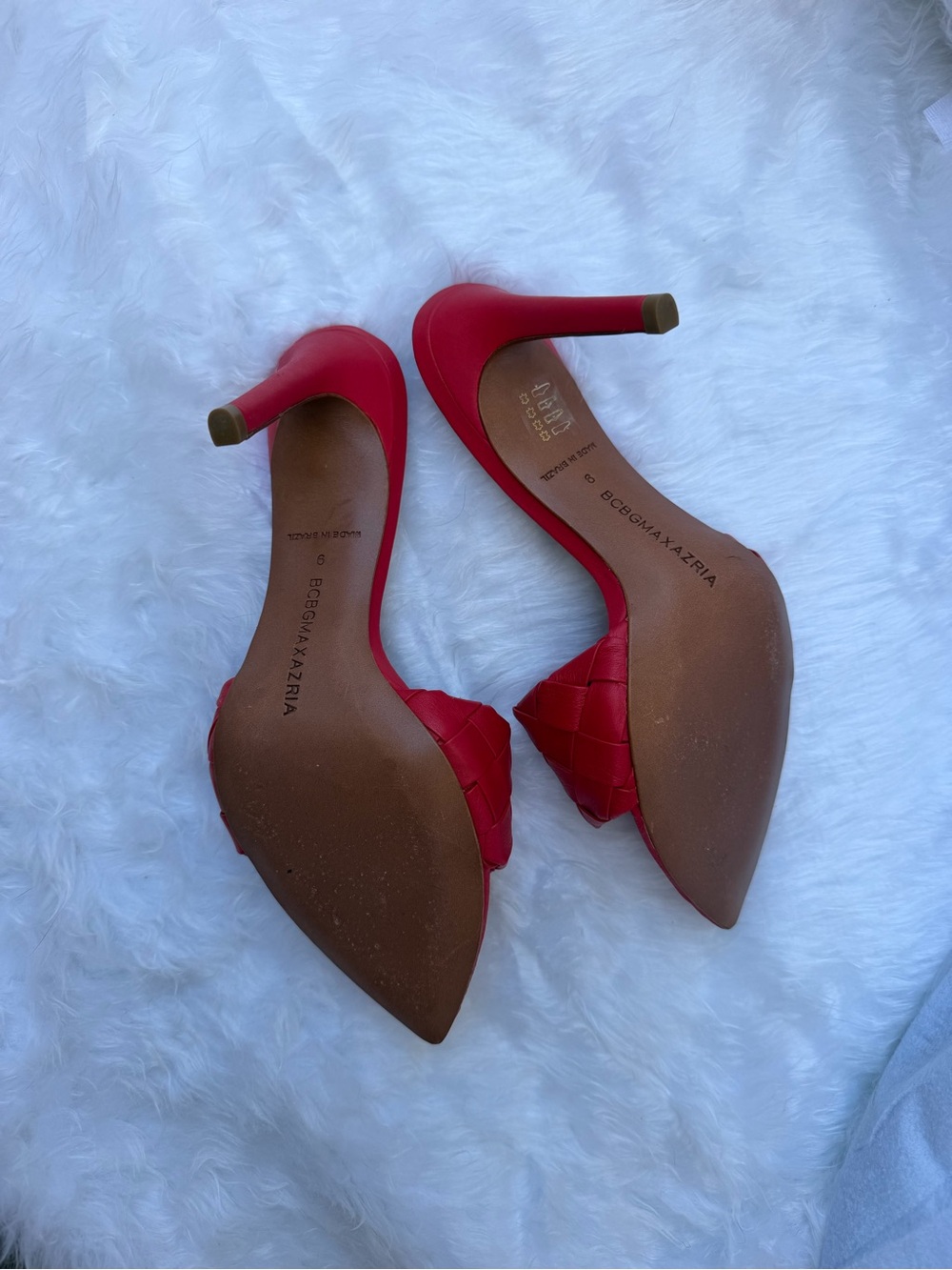 BCBGMAXAZRIA Red Woven Pointed-Toe Slide Flats - Picture 3 of 5